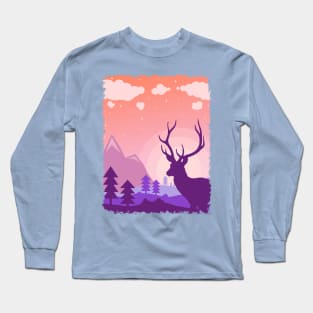 Stag near Sunset Long Sleeve T-Shirt